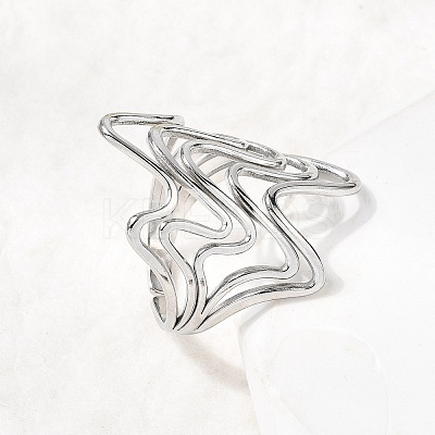 5Pcs 304 Stainless Steel Open Cuff Rings for Women RJEW-K313-07P-1