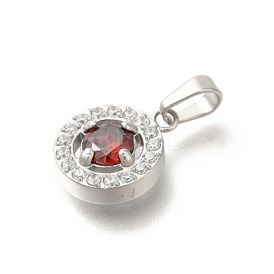 304 Stainless Steel Micro Pave Cubic Zirconia Pendants STAS-H228-03P-06-1