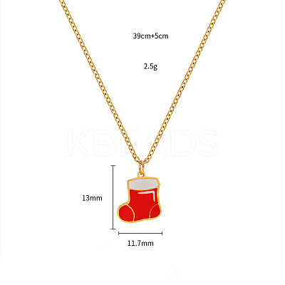 Christmas 304 Stainless Steel Enamel Pendant Necklaces FS-WGDAA96-02-1