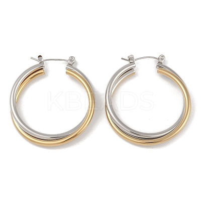Ion Plating(IP) 201 Stainless Steel Hoop Earrings EJEW-I309-40G-1