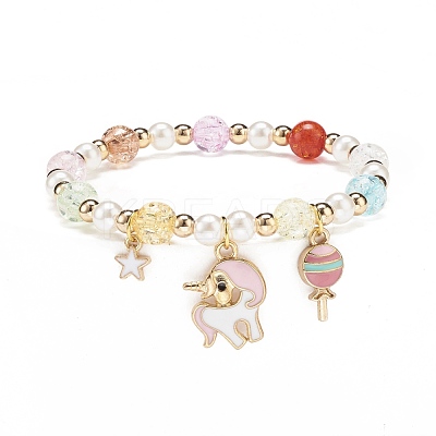 Colorful Alloy Enamel Cute Charms Bracelet BJEW-JB08661-04-1