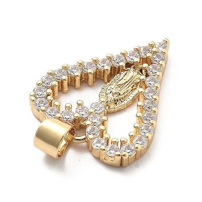 Rack Plating Brass with Cubic Zirconia Pendants KK-Q017-06B-G-1