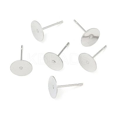 Tarnish Resistant 304 Stainless Steel Flat Round Blank Peg Stud Earring Findings LS-X-STAS-S028-37-1