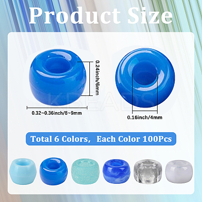600Pcs 6 Colors Opaque & Tansparent Acrylic European Beads MACR-SC0002-02A-1