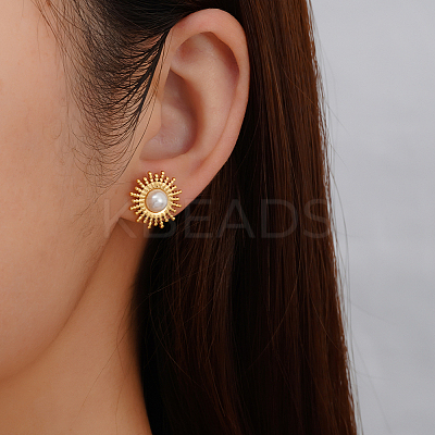 Geometric 304 Stainless Steel Sun Stud Earrings LS-NK4647-1