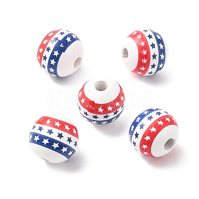 Independence Day Themes Wood European Beads LS-WOOD-I014-01C-1