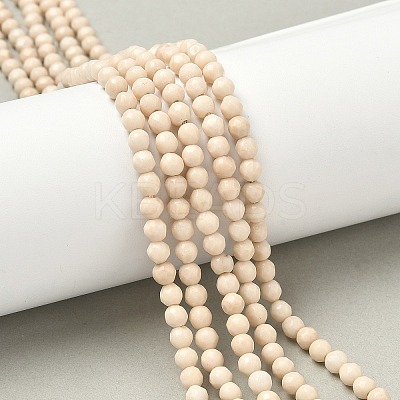 Natural Fossil Beads Strands G-K209-05D-4mm-1