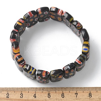 Handmade Millefiori Lampwork Beaded Stretch Bracelets for Men Women BJEW-G738-01A-02-1