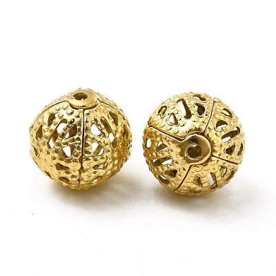 304 Stainless Steel Hollow Round Beads STAS-P319-13G-1