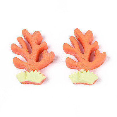 Coralline Opaque Resin Cabochons CRES-T025-45-1