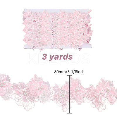 3 Yards Polyester Embroidery Flower Lace Trim OCOR-HY0002-27-1