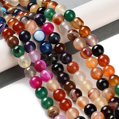 Natural Striped Agate/Banded Agate Beads Strands G-Z060-A01-B07-1