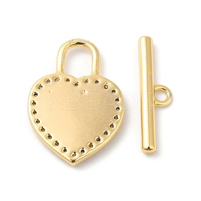 Brass Micro Pave Clear Cubic Zirconia Toggle Clasps KK-P234-69G-1