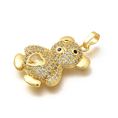 Rack Plating Brass Micro Pave Cubic Zirconia Pendants KK-L226-006G-01-1