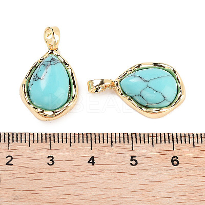 Synthetic Turquoise Teardrop Pendants KK-C051-59G-01-1