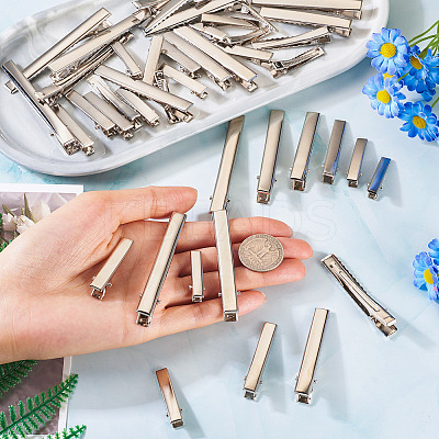 70Pcs 7 Styles Iron Flat Alligator Hair Clip Findings IFIN-TA0001-69-1
