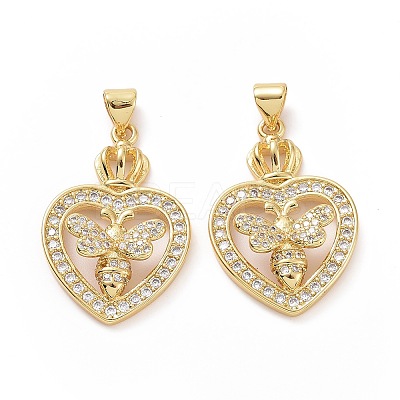 Brass Cubic Zirconia Pendants ZIRC-I062-35G-1