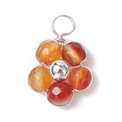 Natural Amazonite & Apatite & Rose Quartz & Amethyst & Red Agate Faceted Round Beaded Pendants PALLOY-JF03606-02-1