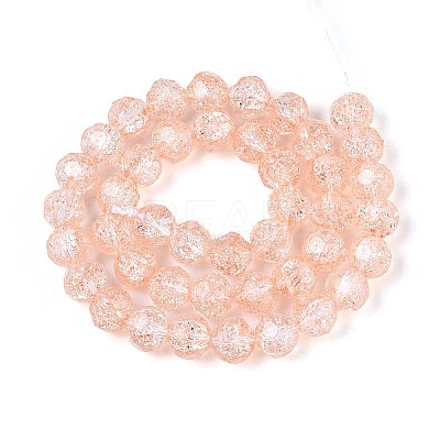 Transparent Crackle Glass Beads Strands GLAA-N053-8mm-09-1