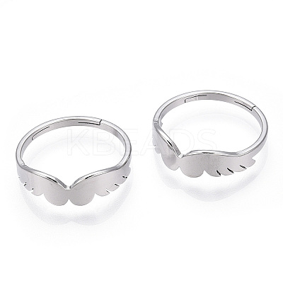 Non-Tarnish 304 Stainless Steel Wing Adjustable Ring for Women RJEW-T027-10P-1