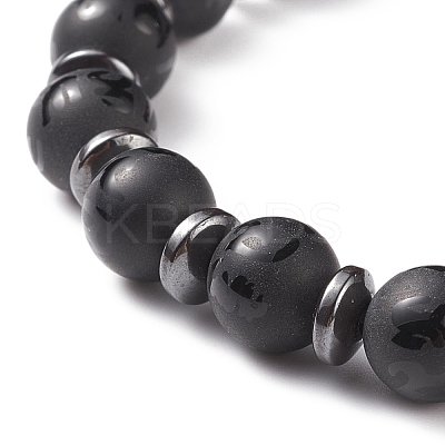 Om Mani Padme Hum Mala Bead Bracelet BJEW-JB08646-1