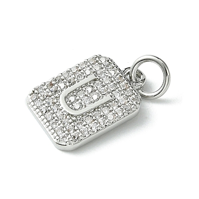 Rack Plating Brass Micro Pave Clear Cubic Zirconia Charms KK-G501-01U-P-1