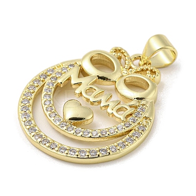 Mother's Day Theme Rack Plating Brass Micro Pave Cubic Zirconia Pendants KK-F869-20G-04-1