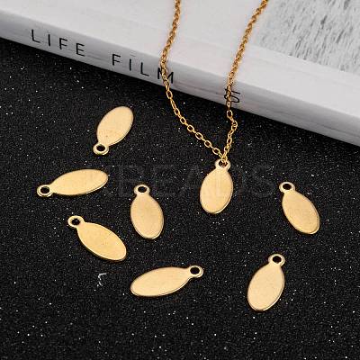 Oval Ion Plating(IP) 304 Stainless Steel Stamping Blank Tag Charms LS-STAS-L159-07G-1