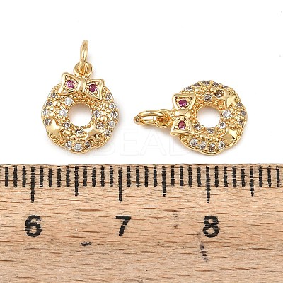 Christmas Brass Micro Pave Cubic Zirconia Charms KK-L255-18G-03-1