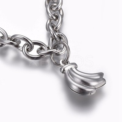 Tarnish Resistant 304 Stainless Steel Charm Bracelets BJEW-L637-25-P-1