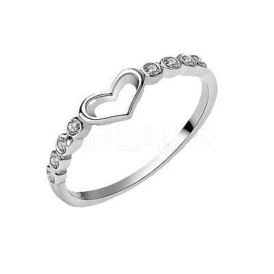 Hollow Out Heart Zinc Alloy with Crystal Rhinestone Finger Rings FS-WGFA1C6-02-1