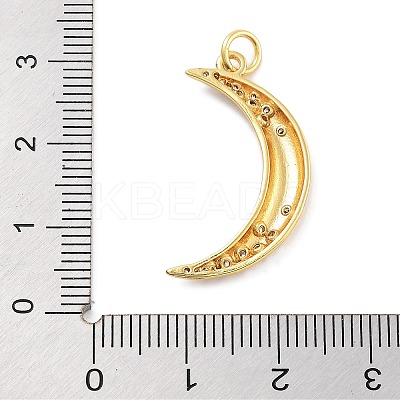 Moon Theme Rack Plating Brass Micro Pave Cubic Zirconia Pendants KK-Z071-52G-01-1
