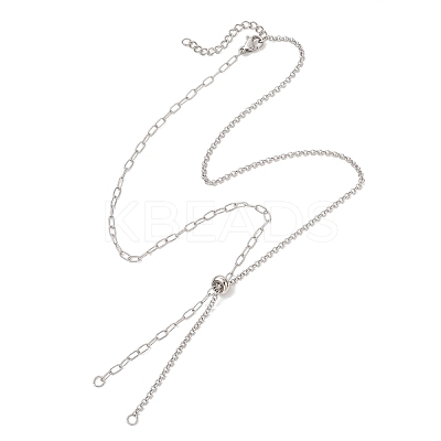 2MM 304 Stainless Steel Mixed Chain Slider Necklace Making AJEW-JB01558-02-1