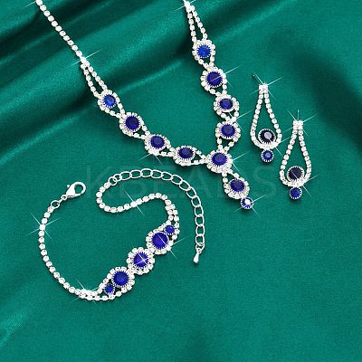 Teardrop Brass Rhinestone Necklaces & Link Bracelets & Stud Earring Sets FS-WGE0FD5-01-1