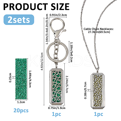 1Pc Alloy & Stainless Steel Hollow Flower Rectangle Diffuser Locket Pendant Cable Chain Necklaces NJEW-FH0001-26-1