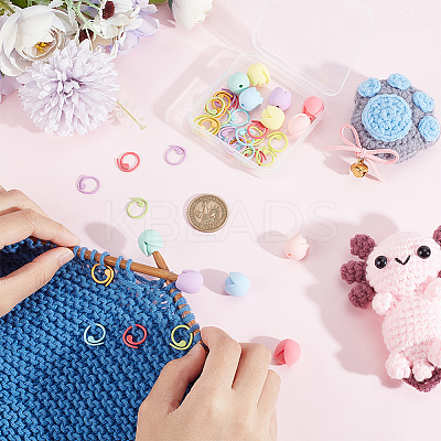30Pcs Baking Paint Zinc Alloy Knitting Stitch Marker Rings DIY-NB0009-64-1