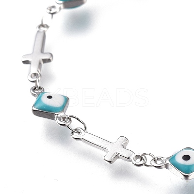 304 Stainless Steel Link Bracelets BJEW-M203-08P-1