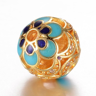 Brass Micro Pave Cubic Zirconia Beads X-ZIRC-D114-23G-1