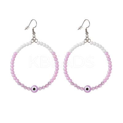 Resin Evil Eye & Acrylic Beaded Big Ring Dangle Earrings EJEW-JE04999-01-1
