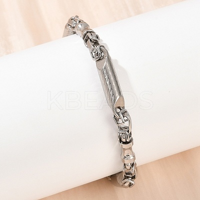 201 Stainless Steel Column Link Chain Bracelets for Women BJEW-B143-15P-1