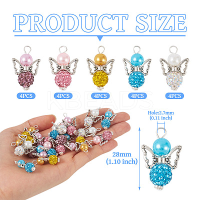 20Pcs 5 Colors Polymer Clay & Glass Rhinestone Pendants FIND-TA0004-83-1
