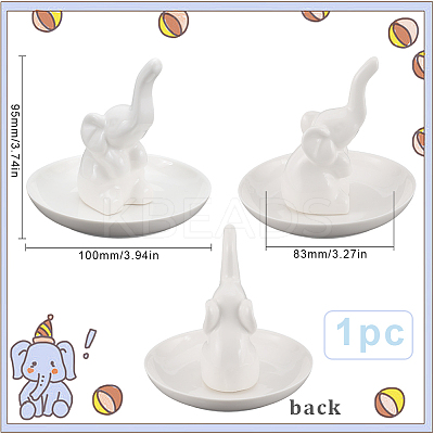 1Pc Elephant Shape Porcelain Jewelry Plate DJEW-SC0001-09-1