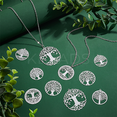 48Pcs 6 Style 201 Stainless Steel Filigree Pendants STAS-UN0042-04-1