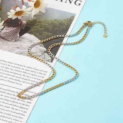 Two Tone 304 Stainless Steel Curb Chain Necklaces NJEW-JN03541-1