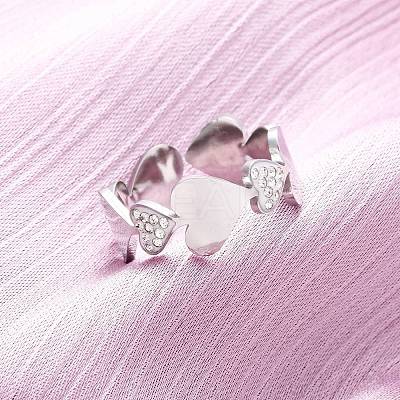 304 Stainless Steel with Rhinestone Finger Rings RJEW-Q020-15P-1
