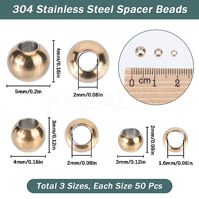150Pcs 3 Styles 304 & 202 Stainless Steel Rondelle Spacer Beads STAS-SC0006-91-1