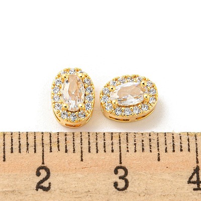Brass Micro Pave Cubic Zirconia Beads KK-Q809-30G-1