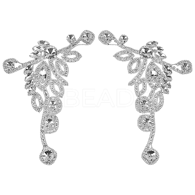 2Pcs 2 Styles Flower Alloy Rhinestone Ornament Accessories DIY-FG0008-05B-1