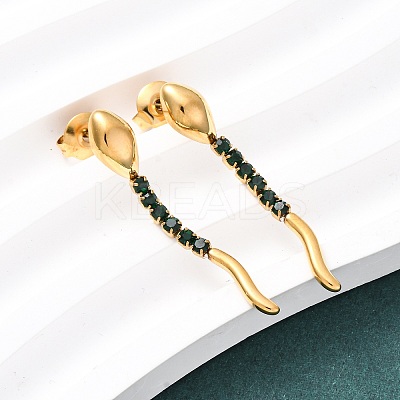 304 Stainless Steel Snake Stud Earrings LS-EJEW-A136-03B-G-1
