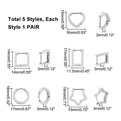 304 Stainless Steel Huggie Hoop Earrings EJEW-UN0001-36P-1